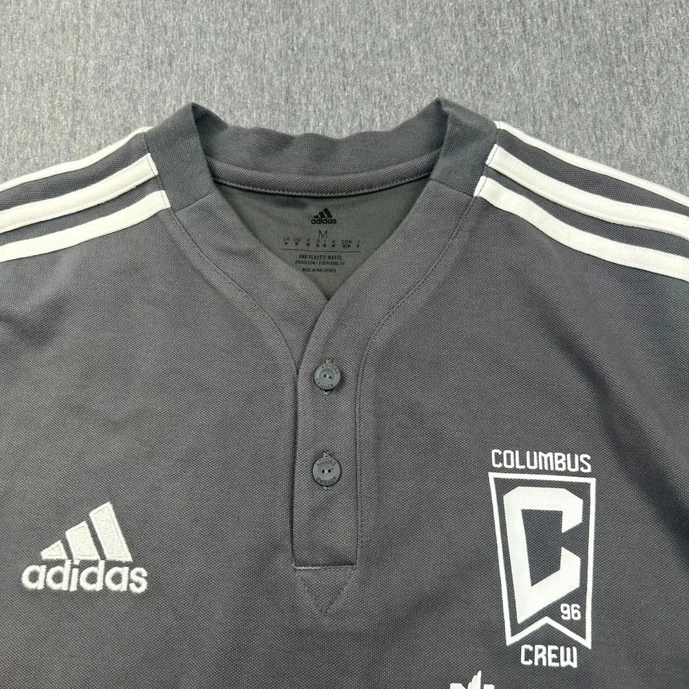 Adidas Aeroready Columbus Crew‎ Soccer Short Sleeve Polo Shirt Mens Medium Gray